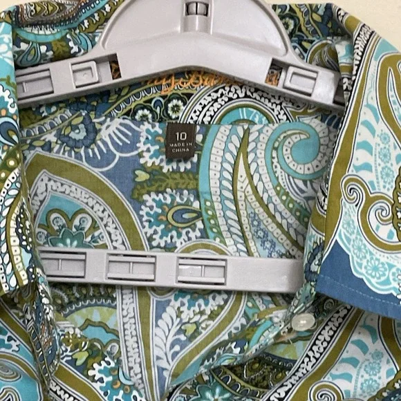 Tommy Bahama Top Women's‎ 10 Multi Color Paisley Button Up Long Sleeve Blouse - Picture 6 of 12